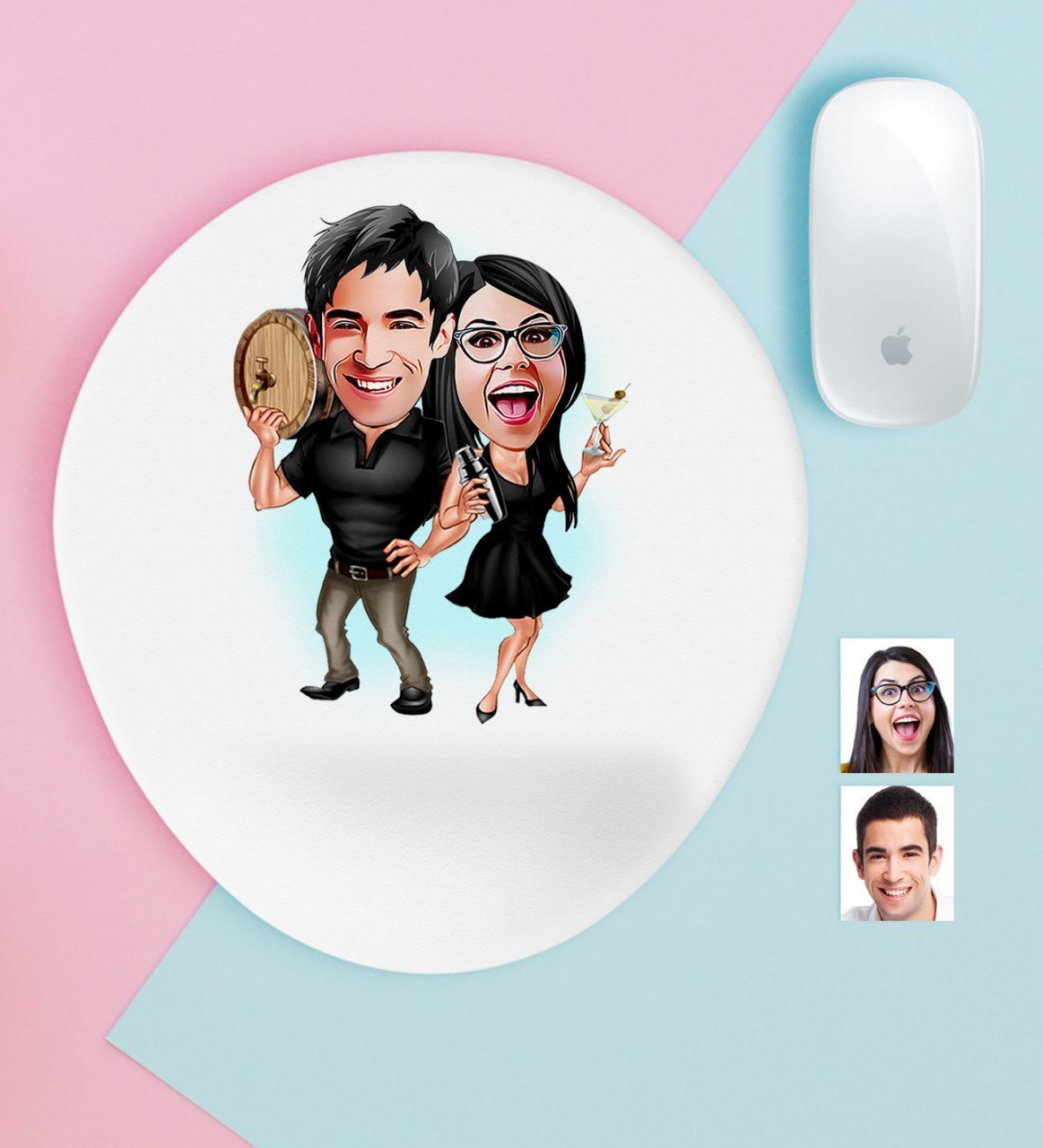 Kişiye Özel Sevgililer Karikatürlü Bilek Destekli Mouse Pad-18