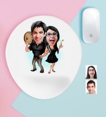 Kişiye Özel Sevgililer Karikatürlü Bilek Destekli Mouse Pad-18