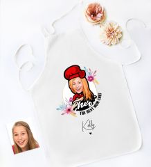 BK Gift Kişiye Özel Karikatürlü Anneler Günü Tasarımlı Beyaz Mutfak Önlüğü, Aşçı Önlüğü, Şef Önlüğü, Anneye Hediye-8