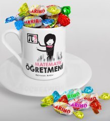 Kişiye Özel Matematik Öğretmeni Türk Kahvesi Fincanı ve Haribo Şeker Hediye Seti-1
