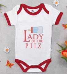 BK Kids Lady Of The Piiz Tasarımlı Kırmızı Bebek Body Zıbın-1