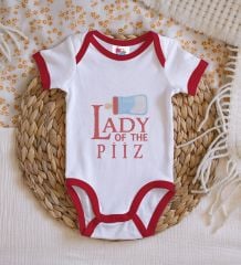 BK Kids Lady Of The Piiz Tasarımlı Kırmızı Bebek Body Zıbın-1