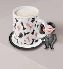 Kişiye Özel Anne Kız Karikatürlü Ahşap Bardak Altlığı-3