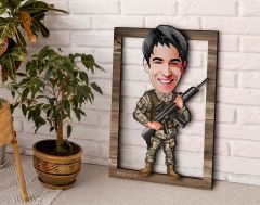 BK Gift Kişiye Özel Asker Karikatürlü 3D Ahşap Tablo, Sevgiliye Hediye, Arkadaşa Hediye, Yıl Dönümü Hediyesi, Doğum Günü Hediyesi-4