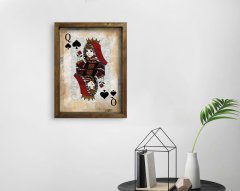 BK Home İskambil Tasarımlı Doğal Masif Ahşap Çerçeveli Tablo 45x65cm-2