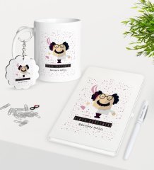 Kişiye Özel Kimya Öğretmeni Kupa Anahtarlık Beyaz Defter Kalem Hediye Seti-3
