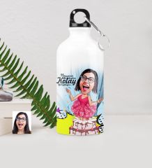Kişiye Özel Bayan Doğum Günü Karikatürlü Metal Suluk (500 ml.) 1