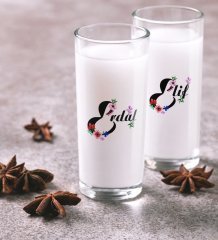 Kişiye Özel Renkli Baskılı Harfli İkili Rakı Bardağı Seti-3