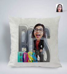 Kişiye Özel Kadın Big Boss Karikatürlü Kare Araç Koltuk Yastığı-1