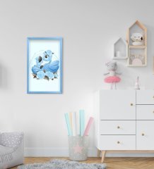 BK Home Flamingo Tasarımlı Dekoratif Mavi Ahşap Çerçeveli Çocuk Odası Tablo-1