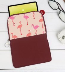 BK Gift Flamingolar Tasarımlı Taşınabilir Koruyucu Tablet Kılıfı & Organizer Çanta - Bordo-1