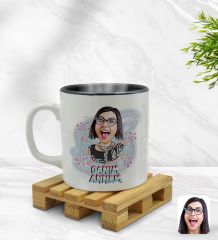 Kişiye Özel Canım Annem Karikatürlü İçi Siyah Renkli Kupa Bardak Model 1