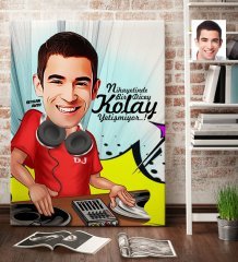 Kişiye Özel Bay DJ Karikatürlü Kanvas Tablo (70 x 100 cm.) 1