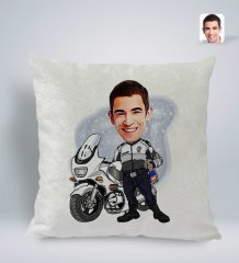 Kişiye Özel Erkek Yunus Polis Karikatürlü Kare Araç Koltuk Yastığı-1