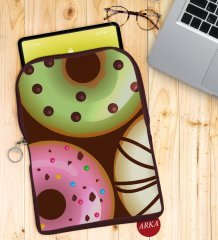 BK Gift Donut Tasarımlı Taşınabilir Koruyucu Tablet Kılıfı & Organizer Çanta - Bordo-1