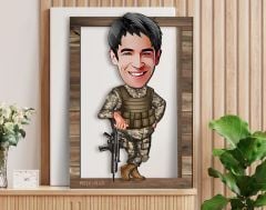 BK Gift Kişiye Özel Asker Karikatürlü 3D Ahşap Tablo, Sevgiliye Hediye, Arkadaşa Hediye, Yıl Dönümü Hediyesi, Doğum Günü Hediyesi-2