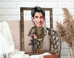 BK Gift Kişiye Özel Asker Karikatürlü 3D Ahşap Tablo, Sevgiliye Hediye, Arkadaşa Hediye, Yıl Dönümü Hediyesi, Doğum Günü Hediyesi-2