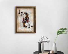 BK Home İskambil Tasarımlı Doğal Masif Ahşap Çerçeveli Tablo 45x65cm-3