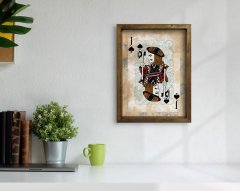 BK Home İskambil Tasarımlı Doğal Masif Ahşap Çerçeveli Tablo 45x65cm-3