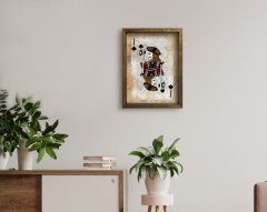 BK Home İskambil Tasarımlı Doğal Masif Ahşap Çerçeveli Tablo 45x65cm-3