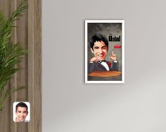 Kişiye Özel Üstad Karikatürlü Dekoratif Ahşap Beyaz Çerçeveli Tablo-3