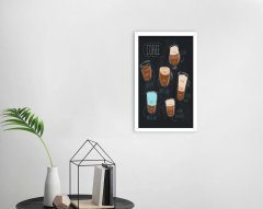 BK Home Coffee Tasarımlı Dekoratif Ahşap Beyaz Çerçeveli Tablo-20