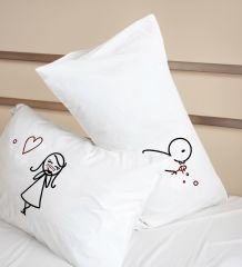 BK Gift Sevgili Tasarımlı Pamuklu 2’li Yastık Kılıfı Seti-2 50x70cm , Sevgiliye Hediye, Ev Hediyesi, Tasarım Ev Tekstili