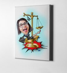 Kişiye Özel Bayan Avukat Karikatür Kanvas Tablo (50 x 70 cm.) 4