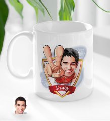 Kişiye Özel İsimli Erkek Karikatürlü Beyaz Kupa Bardak-33