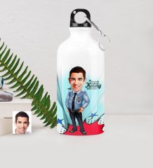 Kişiye Özel Bay Polis Karikatürlü Metal Suluk (500 ml.) 1