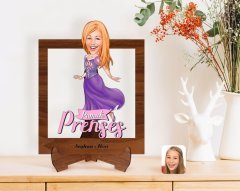 Kişiye Özel Pamuk Prenses Karikatürlü Ahşap Standlı 3D Biblo-1