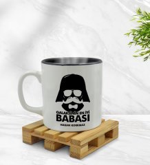 Kişiye Özel Galaksinin En İyi Babası Tasarımlı İçi Siyah Renkli Kupa Bardak Model 1