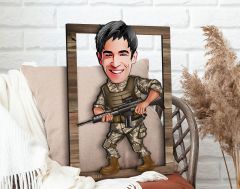 BK Gift Kişiye Özel Asker Karikatürlü 3D Ahşap Tablo, Sevgiliye Hediye, Arkadaşa Hediye, Yıl Dönümü Hediyesi, Doğum Günü Hediyesi-1