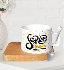 Kişiye Özel Süper Öğretmen Ahşap Altlıklı Seramik Fincan-1