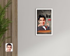 Kişiye Özel Kral Karikatürlü Dekoratif Ahşap Beyaz Çerçeveli Tablo-3