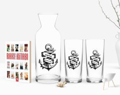 Kişiye Özel Renkli Baskılı Kaptan Tasarımlı İkili Rakı Bardağı Karaf ve Cep Kitabı Hediye Seti-6
