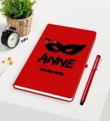 Kişiye Özel Süper Anne Kırmızı Defter Kalem Seti - 1