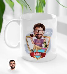 Kişiye Özel İsimli Erkek Karikatürlü Beyaz Kupa Bardak-2