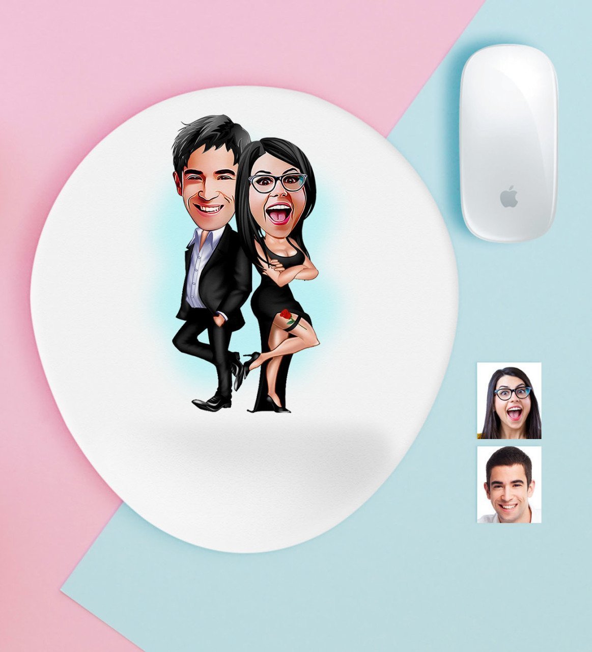 Kişiye Özel Sevgililer Karikatürlü Bilek Destekli Mouse Pad-6
