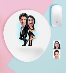 Kişiye Özel Sevgililer Karikatürlü Bilek Destekli Mouse Pad-6