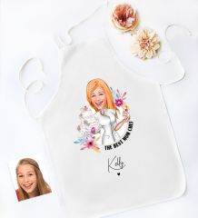 BK Gift Kişiye Özel Karikatürlü Anneler Günü Tasarımlı Beyaz Mutfak Önlüğü, Aşçı Önlüğü, Şef Önlüğü, Anneye Hediye-4