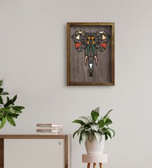 BK Home Fil Tasarımlı Doğal Masif Ahşap Çerçeveli Tablo 45x65cm-1