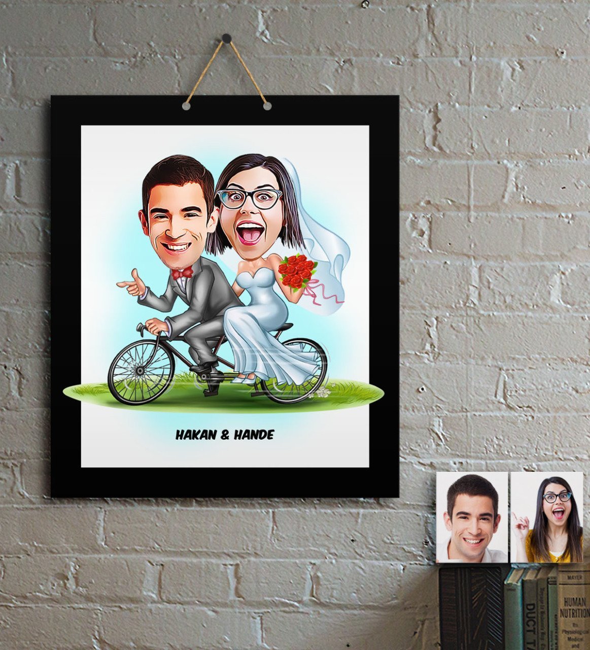 Kişiye Özel Evleniyoruz Karikatür Ahşap Tablo - 3