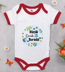 BK Kids Küçük Çocuk Burada Tasarımlı Kırmızı Bebek Body Zıbın-1