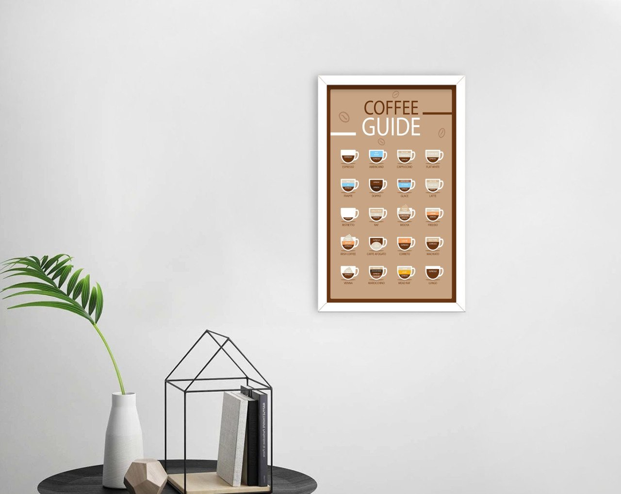 BK Home Coffee Tasarımlı Dekoratif Ahşap Beyaz Çerçeveli Tablo-18