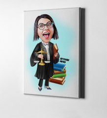 Kişiye Özel Bayan Avukat Karikatür Kanvas Tablo (50 x 70 cm.) 2