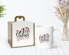 Kişiye Özel Ahşap Kutuda Evin Süslüsü Tasarımlı Beyaz Kupa Bardak-4