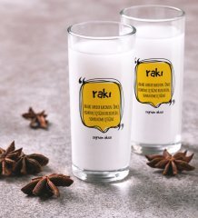 Kişiye Özel Renkli Baskılı Adabı Vardır Rakının İkili Rakı Bardağı Seti