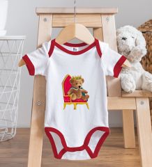 BK Kids Kral Tasarımlı Kırmızı Bebek Body Zıbın-1