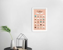BK Home Coffee Tasarımlı Dekoratif Ahşap Beyaz Çerçeveli Tablo-17
